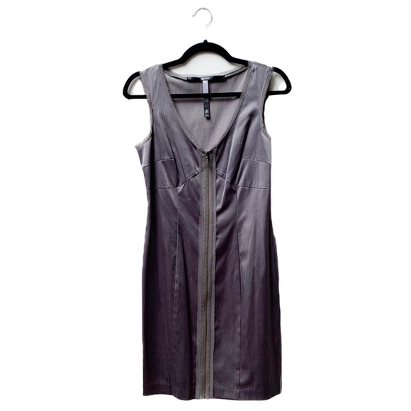 Kensie Grey Sleeveless Pencil Dress with Zip V-Neck - Picture 1 of 3